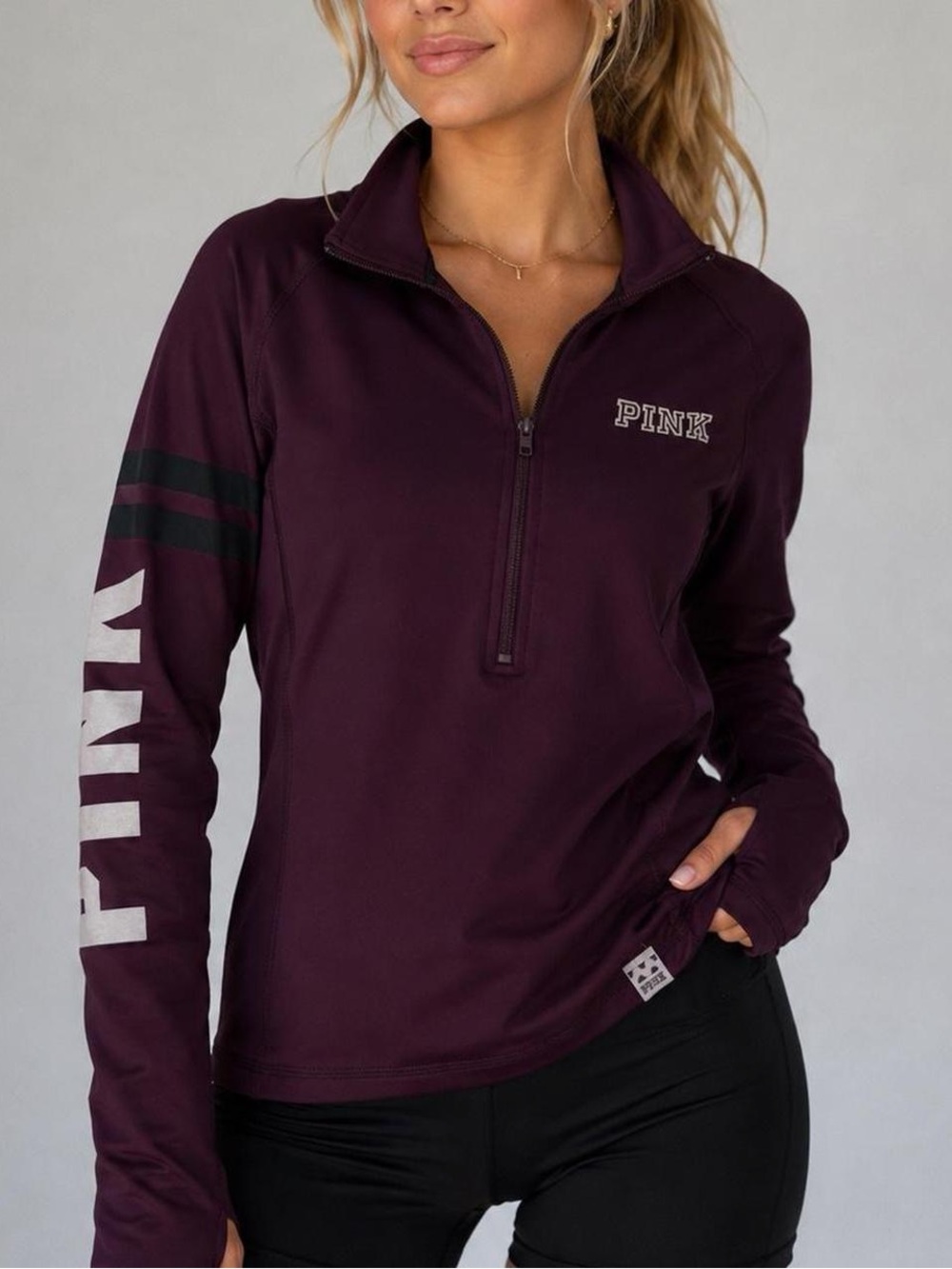 Victoria’s Secret PINK Ultimate Plum Half-Zip Pullover Size XS